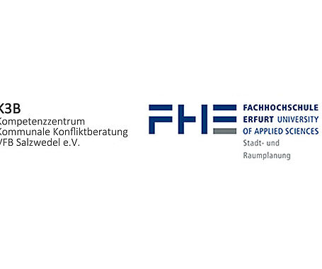 Logo der Kooperationspartner, des Kompetenzzentrums Kommunale Konfliktberatung VFB Salzwedel e.V. und der Fachhochschule Erfurt